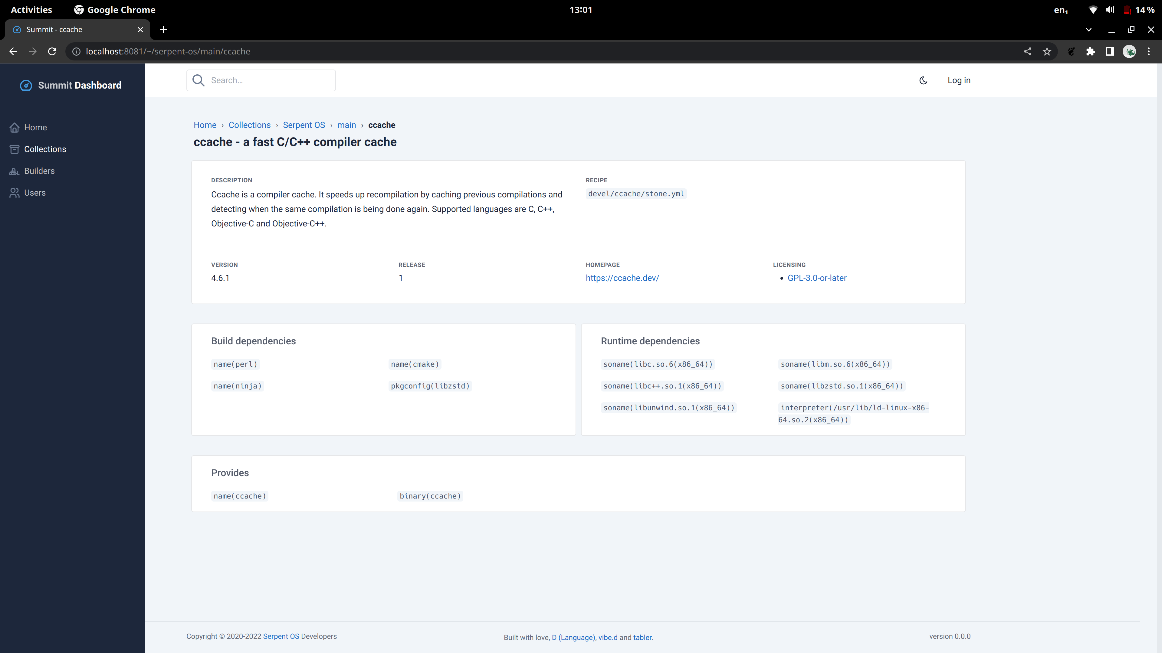 Summit Package Metadata view